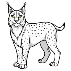 Cartoon illustration of a standing lynx with black spots