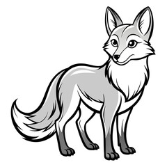 Stylized Fox Illustration Standing Alert on White Background