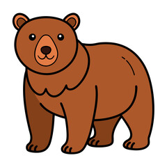 Cartoon brown bear illustration with thick black outline style