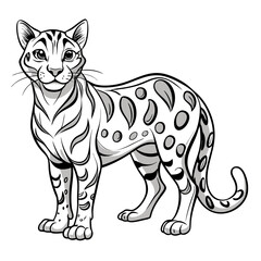 Monochrome Bengal Cat Vector Graphic Isolated on White