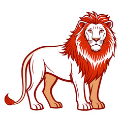 Illustration of a majestic lion with a red mane
