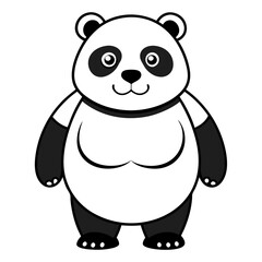 Stylized Cartoon Panda Bear Standing Isolated on White Background
