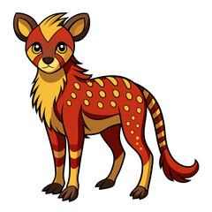 Cartoon stylized hyena standing isolated on a white background