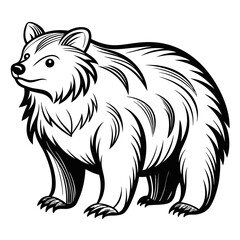 Obraz premium Bold black and white illustration of a standing bear