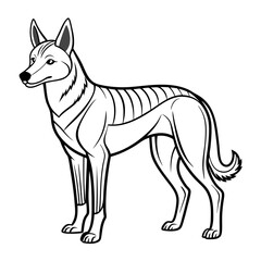 Stylized Cartoon Dingo Illustration with Bold Black Outline