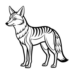 Stylized Black and White Jackal Vector Illustration Design