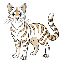 Cartoon vector image of a striped cat on white