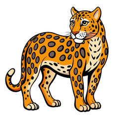 Stylized illustration of a leopard standing isolated on white