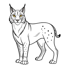 Cartoon lynx illustration with outlined details against white background