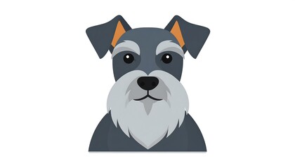 Cute cartoon grey schnauzer portrait