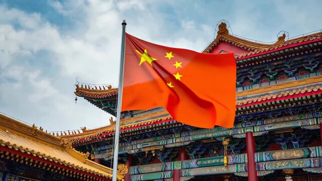 waving flag of China