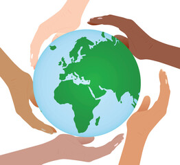 Hand hold world globe. vector