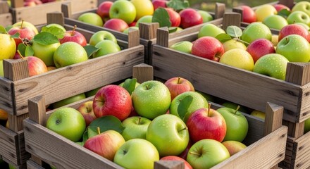Freshly Picked Organic Orchard Apples Ready for Harvesting and Sale