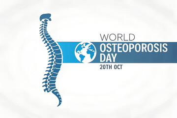 World Osteoporosis Day — blue spine illustration with globe icon and clean white background promotes bone health awareness on October 20.  generative ai