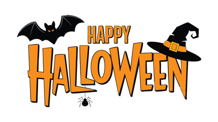 Fototapeta premium Happy Halloween greeting with spooky elements