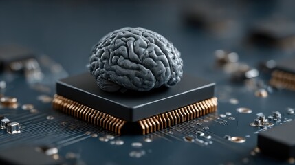 Digital brain on microchip representing the fusion of technology and neuroscience in modern innovation