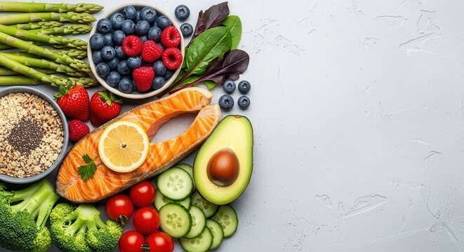 Healthy Eating Lifestyle With Fresh Food Ingredients For A Balanced Diet