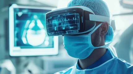 Surgeon uses virtual reality technology to enhance medical training in a high-tech operating room