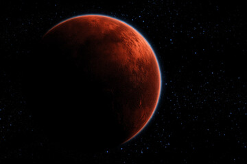 Red planet in outer space