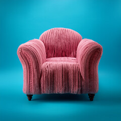 knitted armchair on a plain background