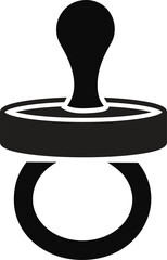 Simple black pacifier icon for baby care and newborn essentials vector
