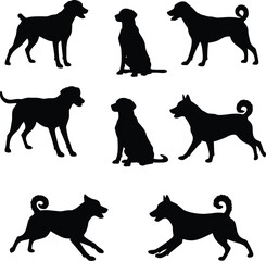 Dynamic Dog Silhouettes in Various Poses