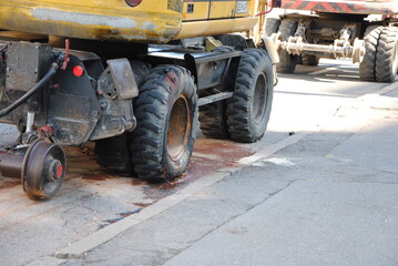 asphalt paving mashines at road construction site