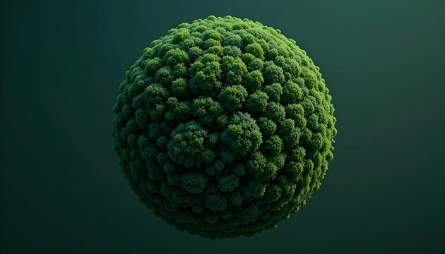 Miniature Green Planet Earth Covered in Dense Forest and Trees