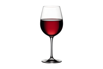 Elegant glass of red wine isolated on white background perfect for wine lists and beverage promotions