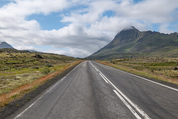 motorway in landscapes of Iceland