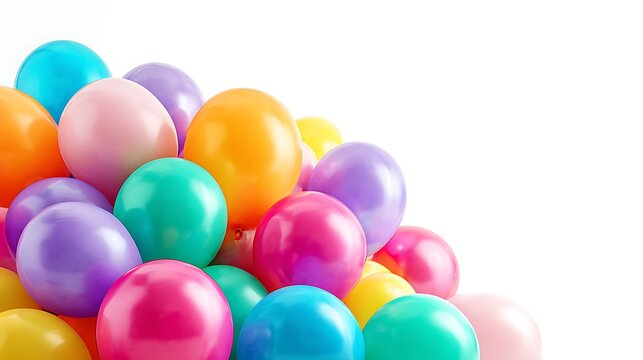 Happy Easter bright balloons stacked on a plain white background