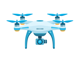Flat Vector Drone Illustration, White Background, Technology Theme