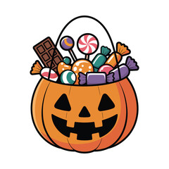 Festive Halloween Pumpkin Basket Brimming with Delicious Treats A Spooky Season Celebration