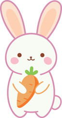 Cute Kawaii Bunny Holding Carrot