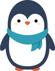 Chibi Baby Penguin Wearing Scarf vector illustration