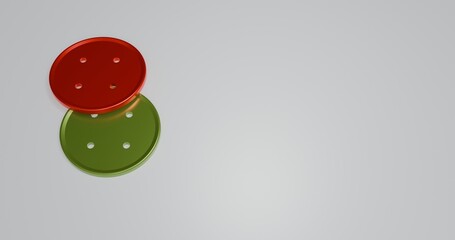 red and green buttons placed on a white background