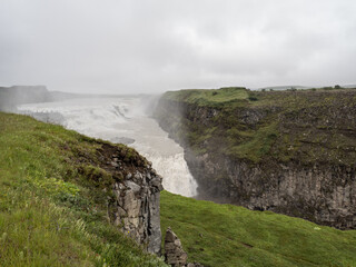 waterfall  Gullfoss and river Hvítá in Iceland