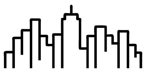 Vector illustration of a bar chart with a cityscape symbolizing business growth and success