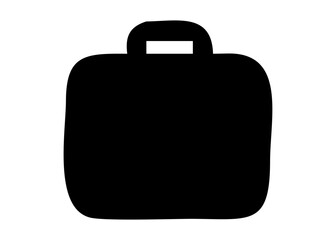 Black business briefcase or travel luggage on a white background, isolated as an icon or symbol