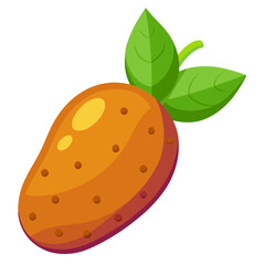 Cartoon potato vector illustration fresh potato with leaves healthy food potato drawing art design