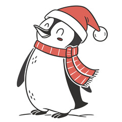 christmas penguin with santa hat