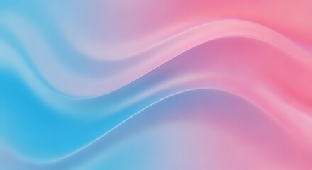 Smooth flowing waves of pink and blue gradient, abstract silk fabric