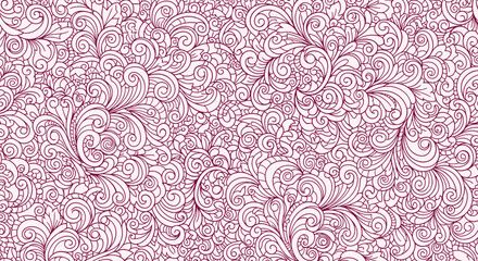 Fototapeta premium Intricate floral paisley pattern with swirling motifs on a white background.