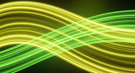 Dynamic abstract background with intertwining yellow and green glowing lines, creating a vibrant and energetic visual, suitable for designs related to technology, nature, or creative industries