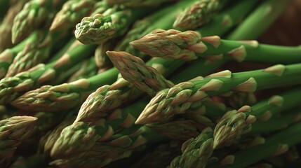 Fresh green asparagus in a bright display