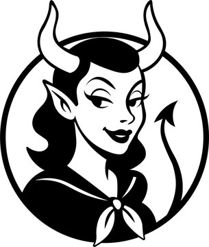 Vintage Succubus Devil Logo in Classic 1930s Style