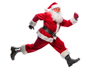 Santa Claus Running with Thumb Up on Transparent Background motion action isolated on a transparent background