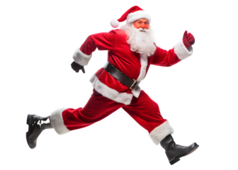 Santa Claus Running with Thumb Up on Transparent Background motion action isolated on a transparent background