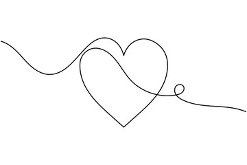 Fototapeta premium Romantic love heart shape continuous one line drawing minimalist abstract vector illustration