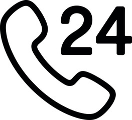 24 hour customer service hotline icon, representing constant availability and support.
